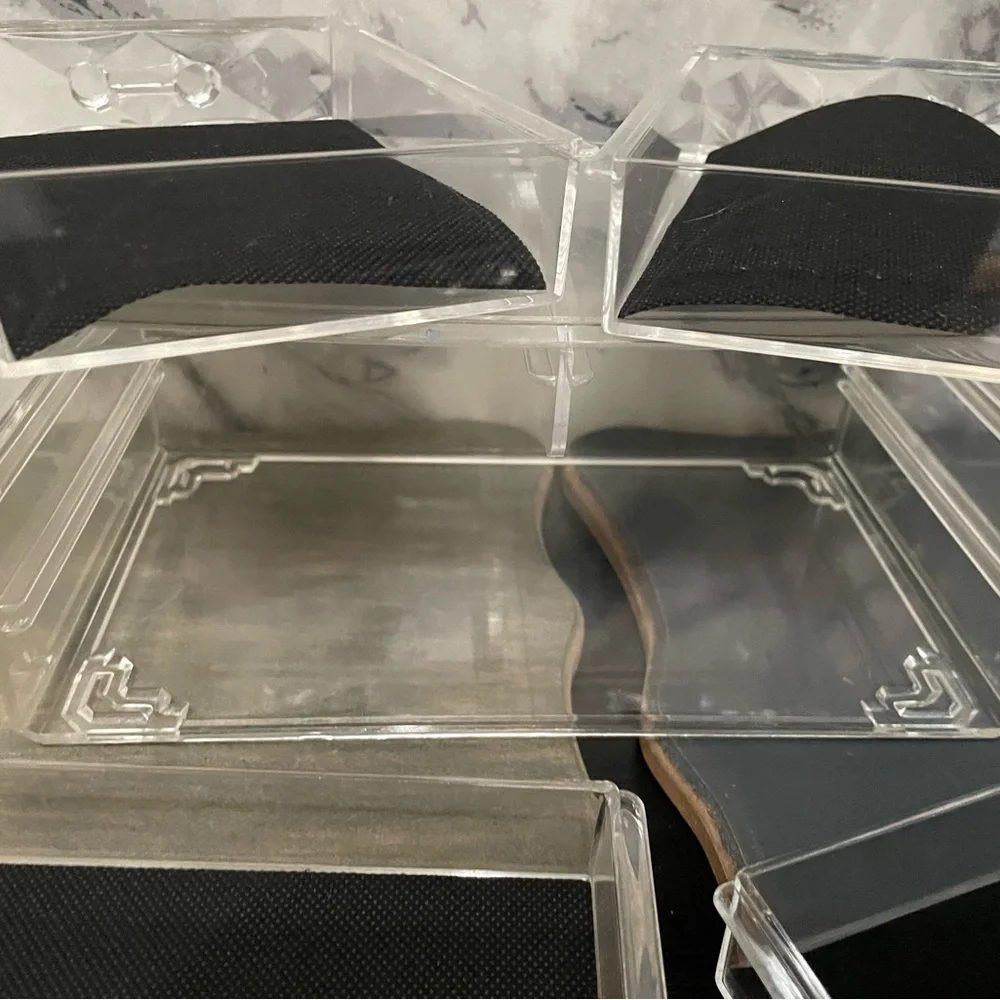Elegant Clear Makeup Organizer with Black Accents